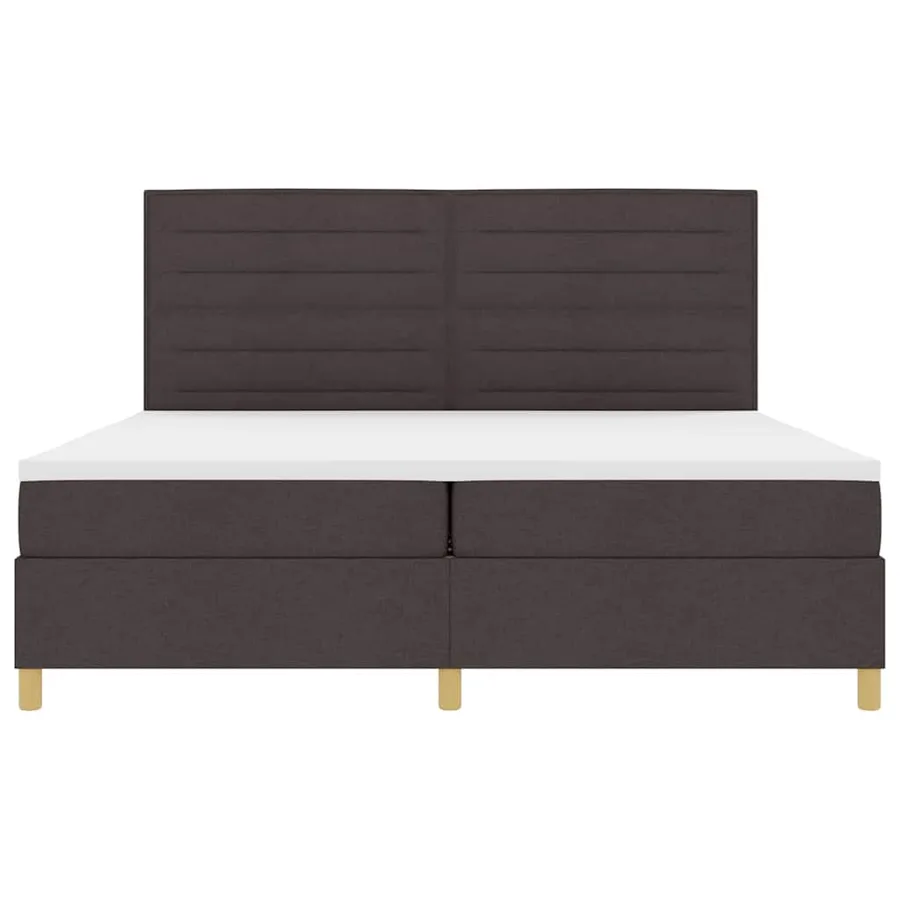 Lit à ressorts avec matelas Marron foncé 200 x 200 cm tissu - 6