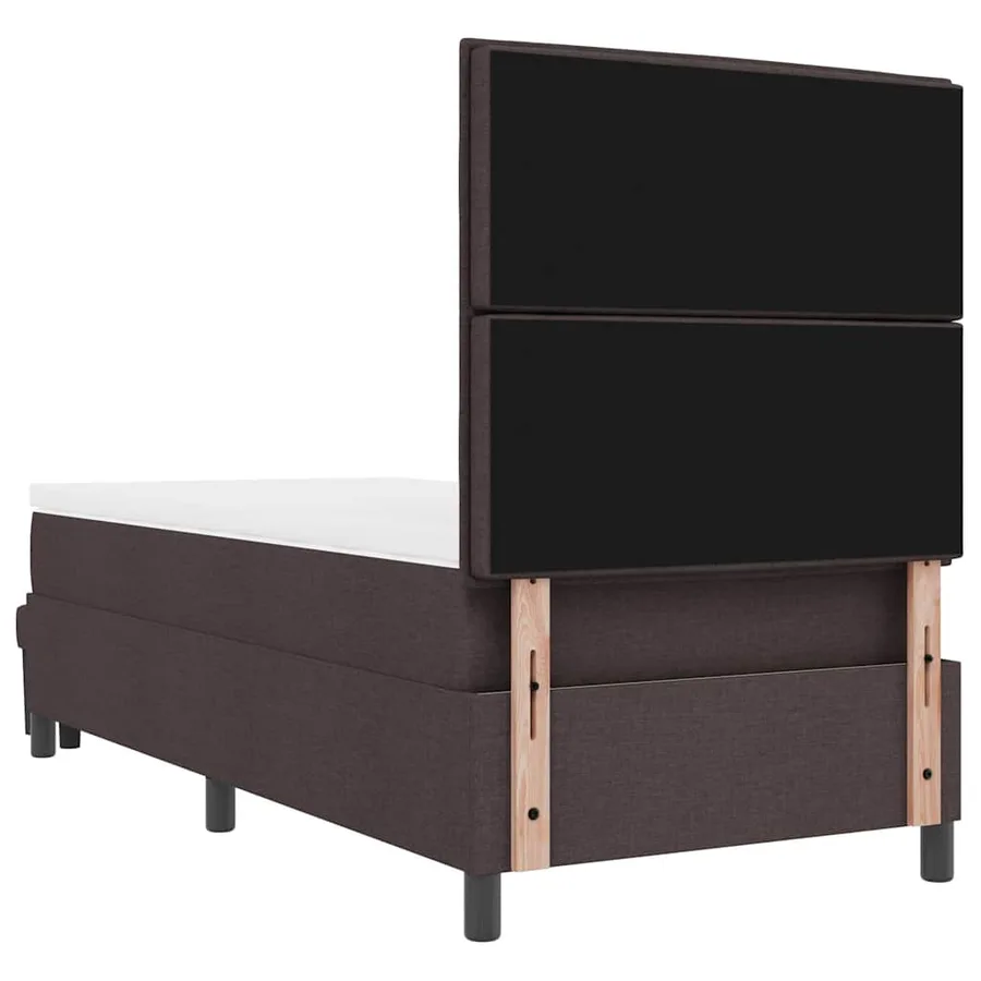 Lit à ressorts avec tête de lit Marron foncé 100 x 200 cm tissu - 10