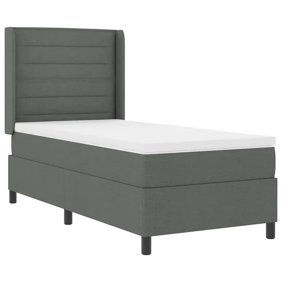 Lit à ressort LED avec matelas Gris foncé 90 x 190 cm tissu - 2