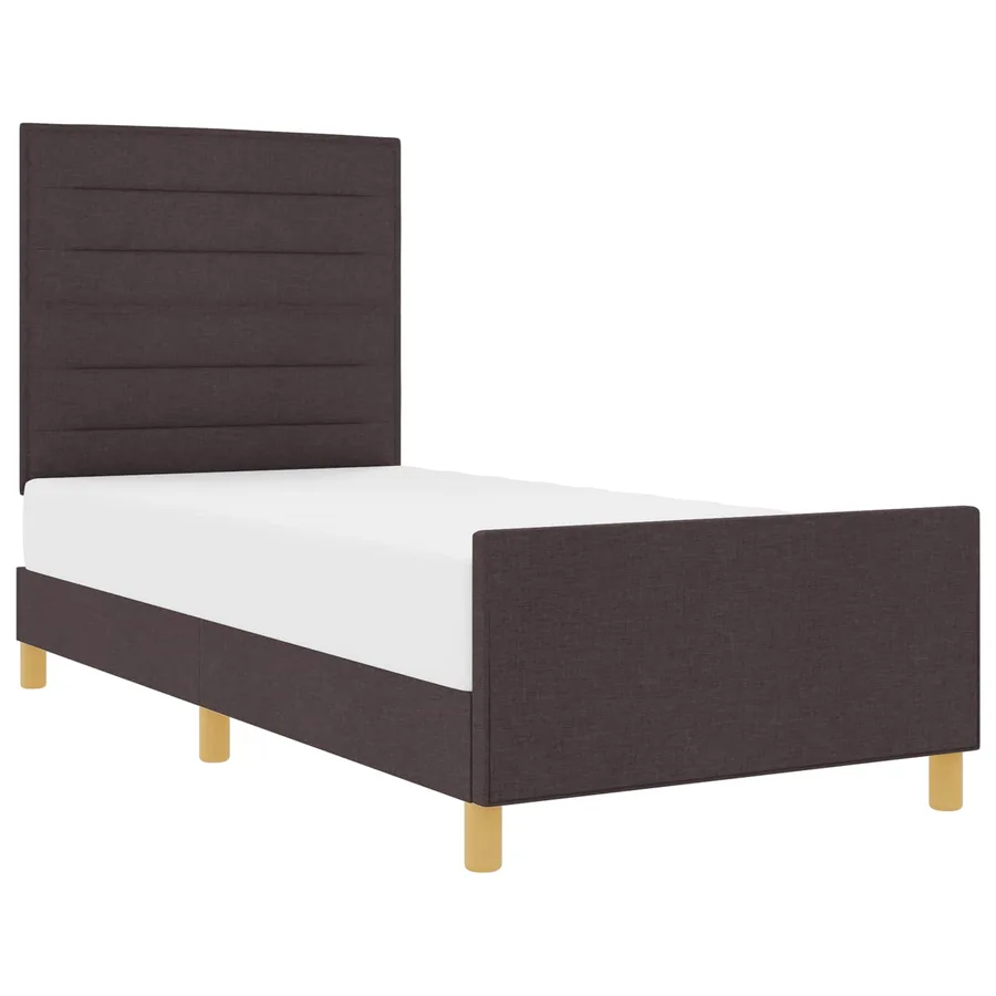 Cadre de lit avec tête de lit Marron foncé 100 x 200 cm tissu - 2