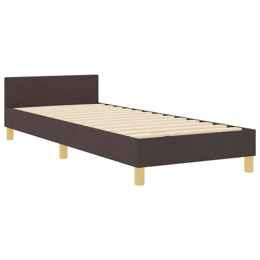 Cadre de lit avec tête de lit Marron foncé 100 x 200 cm tissu - 5