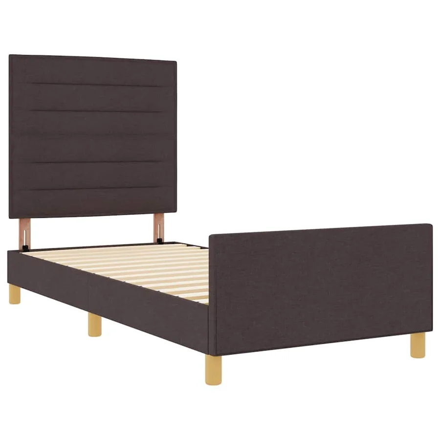 Cadre de lit avec tête de lit Marron foncé 100 x 200 cm tissu - 6