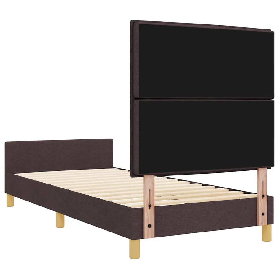 Cadre de lit avec tête de lit Marron foncé 100 x 200 cm tissu - 9