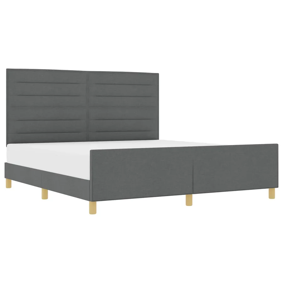 Cadre de lit avec tête de lit Gris foncé 180 x 200 cm tissu - 2