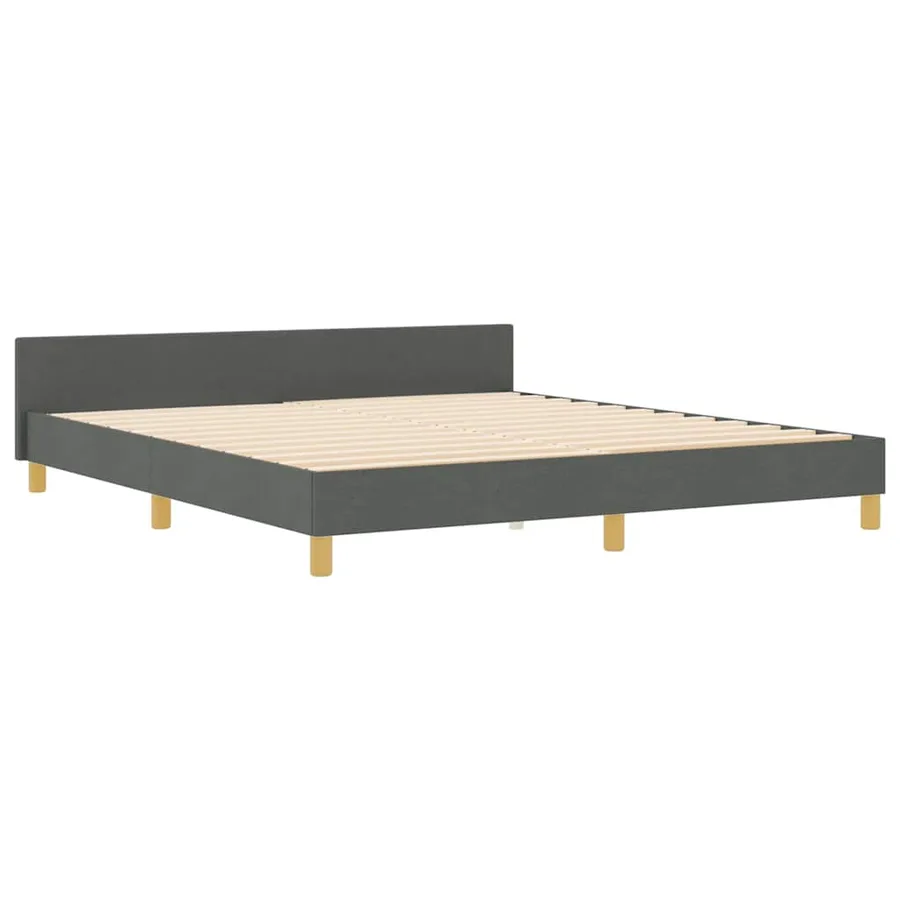 Cadre de lit avec tête de lit Gris foncé 180 x 200 cm tissu - 4