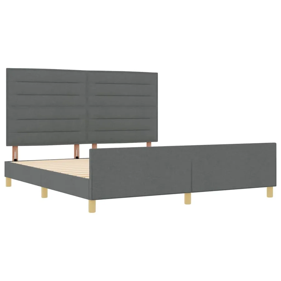 Cadre de lit avec tête de lit Gris foncé 180 x 200 cm tissu - 5
