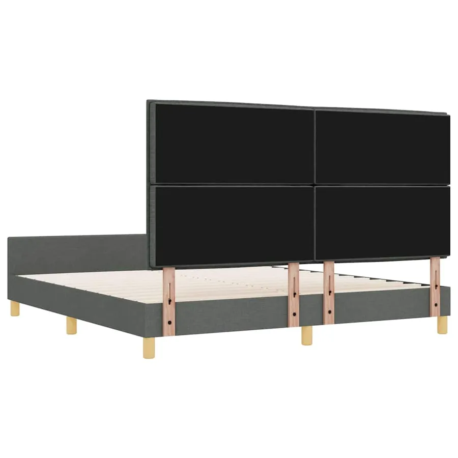 Cadre de lit avec tête de lit Gris foncé 180 x 200 cm tissu - 9