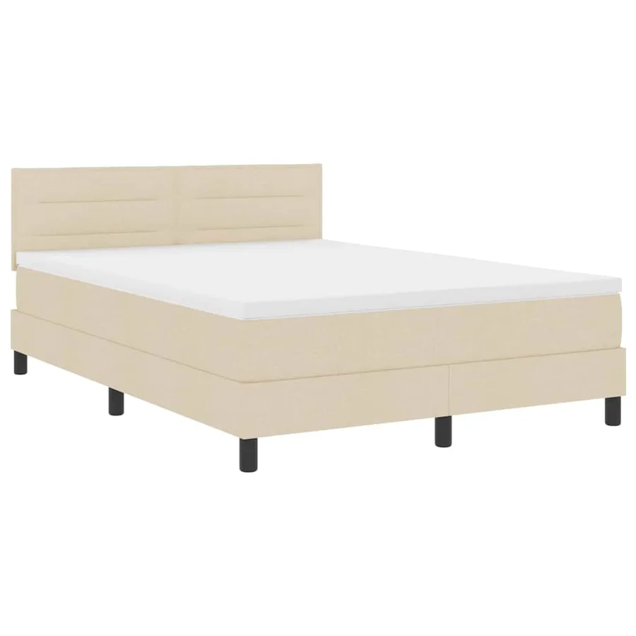Lit à ressorts avec coussin Crème 140 x 190 cm tissu - 4