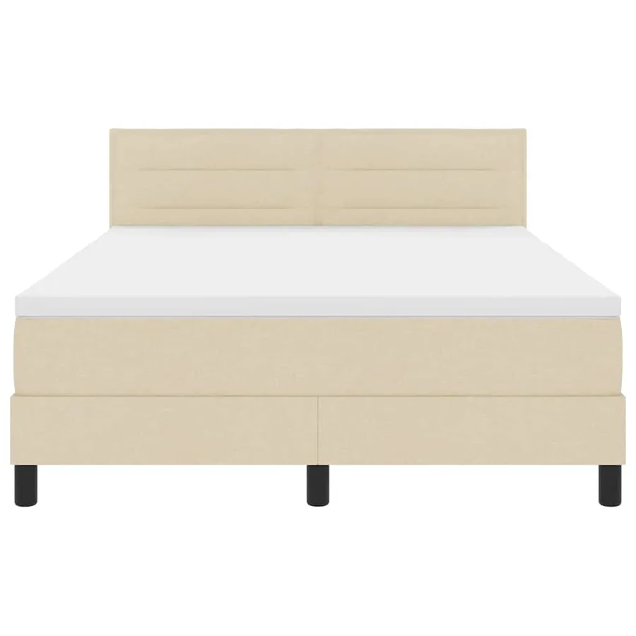 Lit à ressorts avec coussin Crème 140 x 190 cm tissu - 7