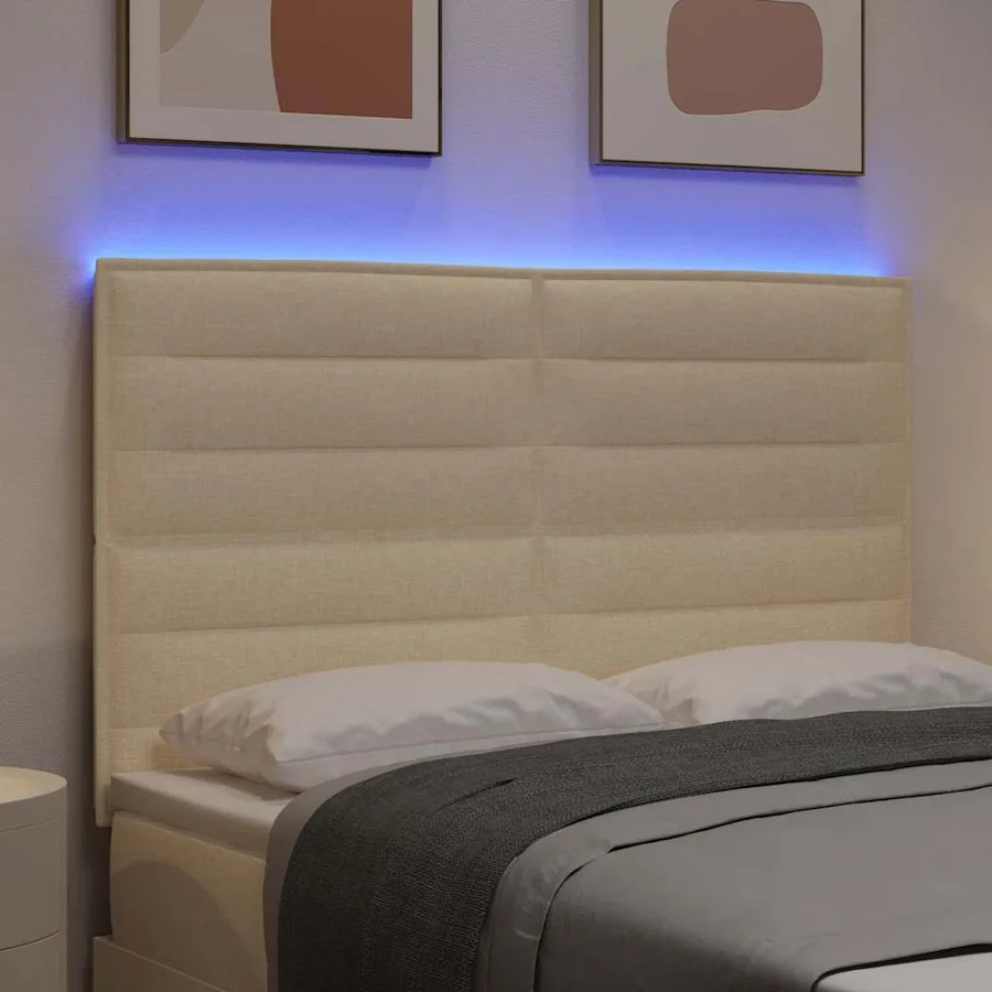 Tête de lit LED avec bandes LED Crème 144 cm tissu - 4