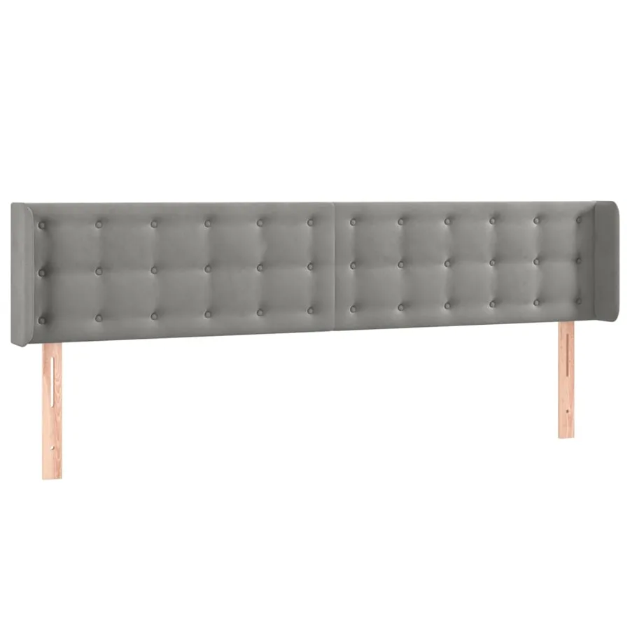 Tête de lit avec oreilles Gris clair 203x16x78/88 cm Velours - 2