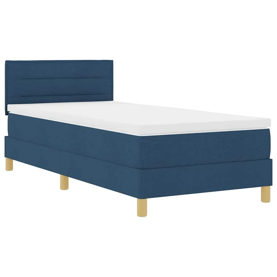 Lit à ressorts avec coussin Bleu 90 x 190 cm tissu - 4