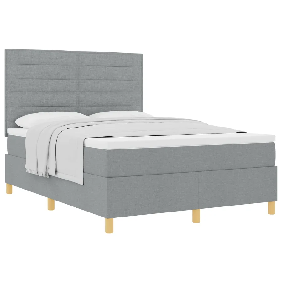 Lit à ressorts avec matelas Gris clair 160 x 200 cm tissu - 2