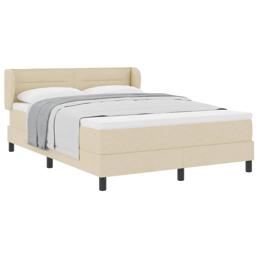 Lit à ressorts avec matelas Crème 140 x 200 cm tissu - 2