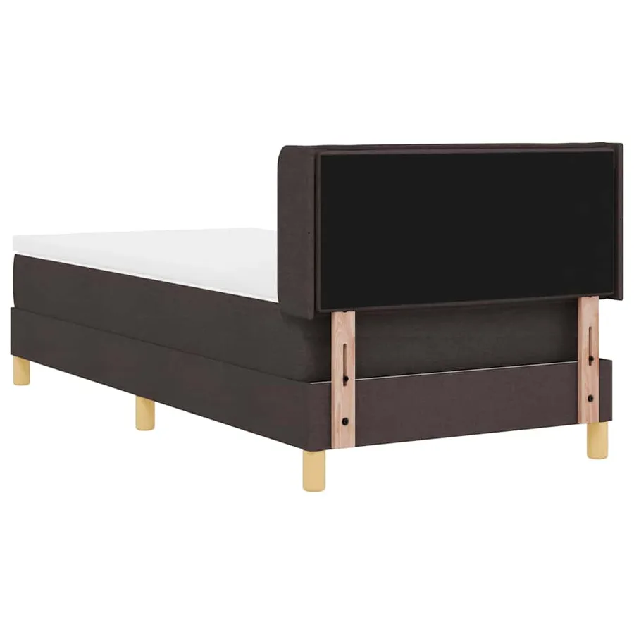Lit à ressorts avec matelas Marron foncé 200 x 90 cm tissu - 9