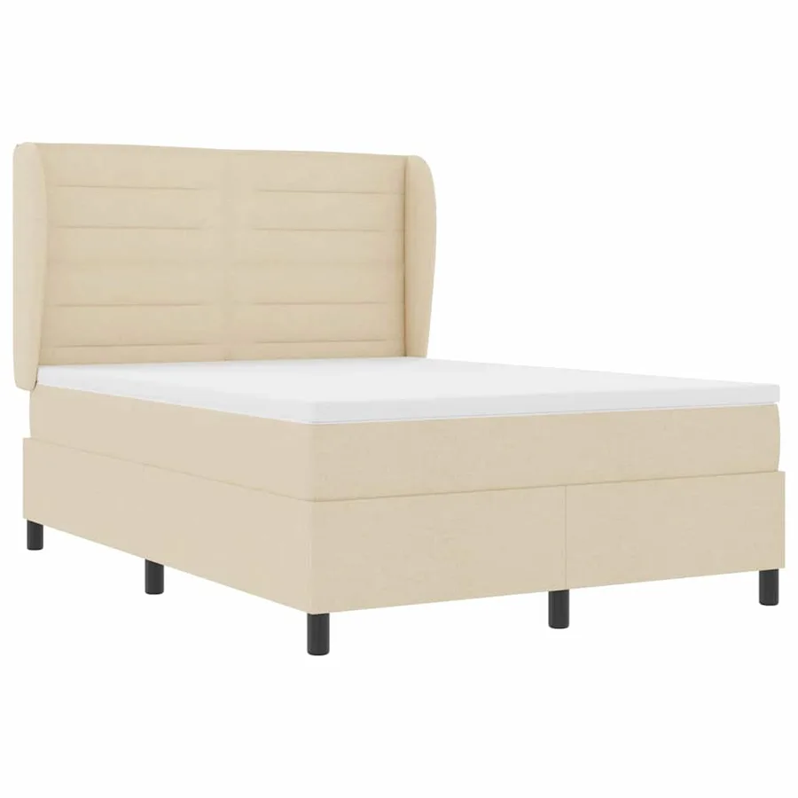 Lit à ressorts avec matelas Crème 140 x 200 cm tissu - 4