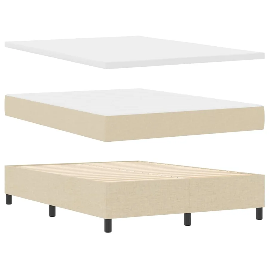 Lit à ressorts avec matelas Crème 140 x 200 cm tissu - 5