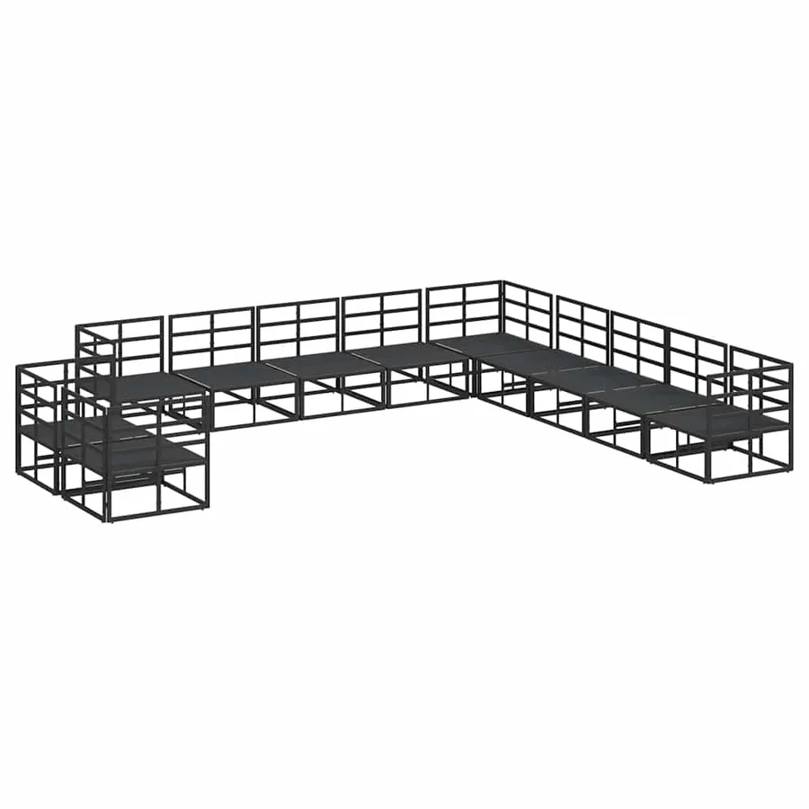 Ensemble de canapé de jardin avec coussin 11 pcs Noir Aluminium - 7