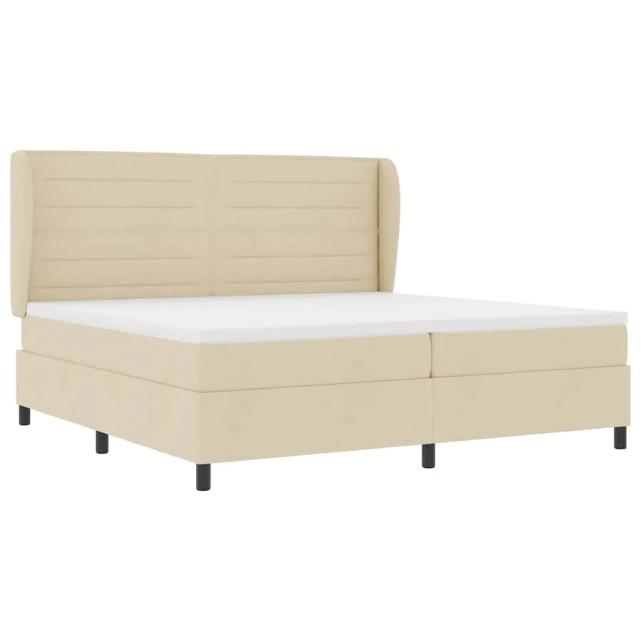 Lit à ressorts avec matelas Crème 200 x 200 cm tissu - 5