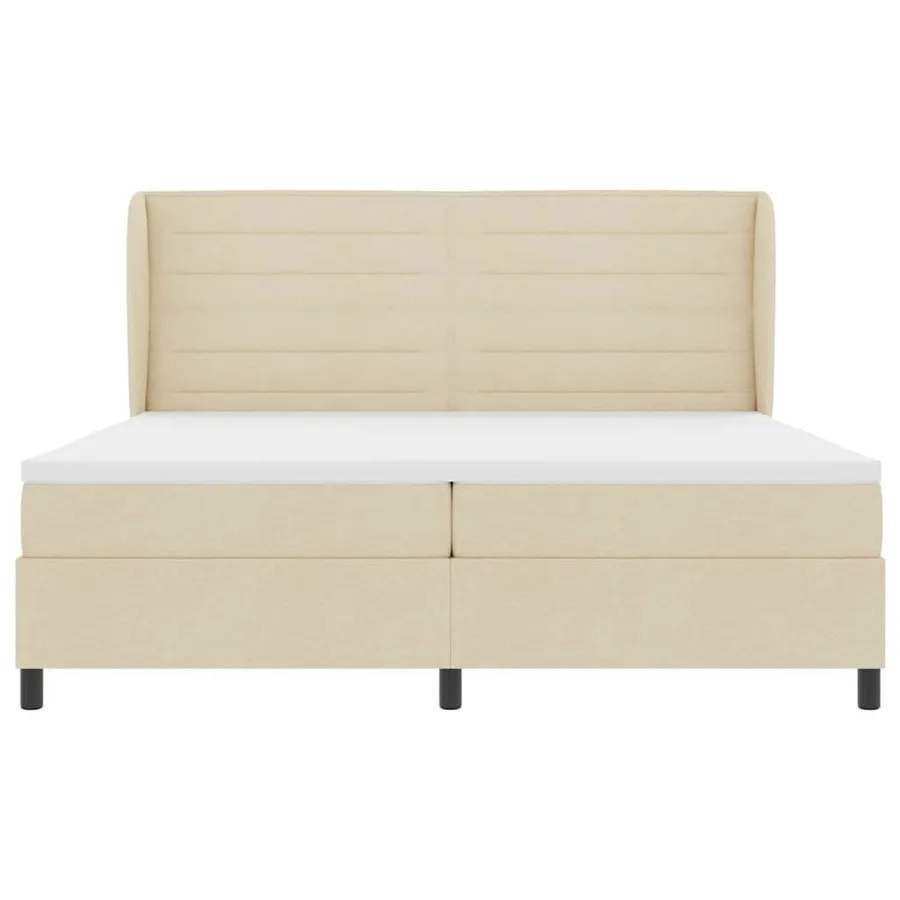 Lit à ressorts avec matelas Crème 200 x 200 cm tissu - 7