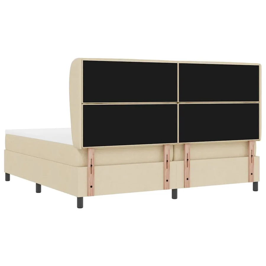 Lit à ressorts avec matelas Crème 200 x 200 cm tissu - 9
