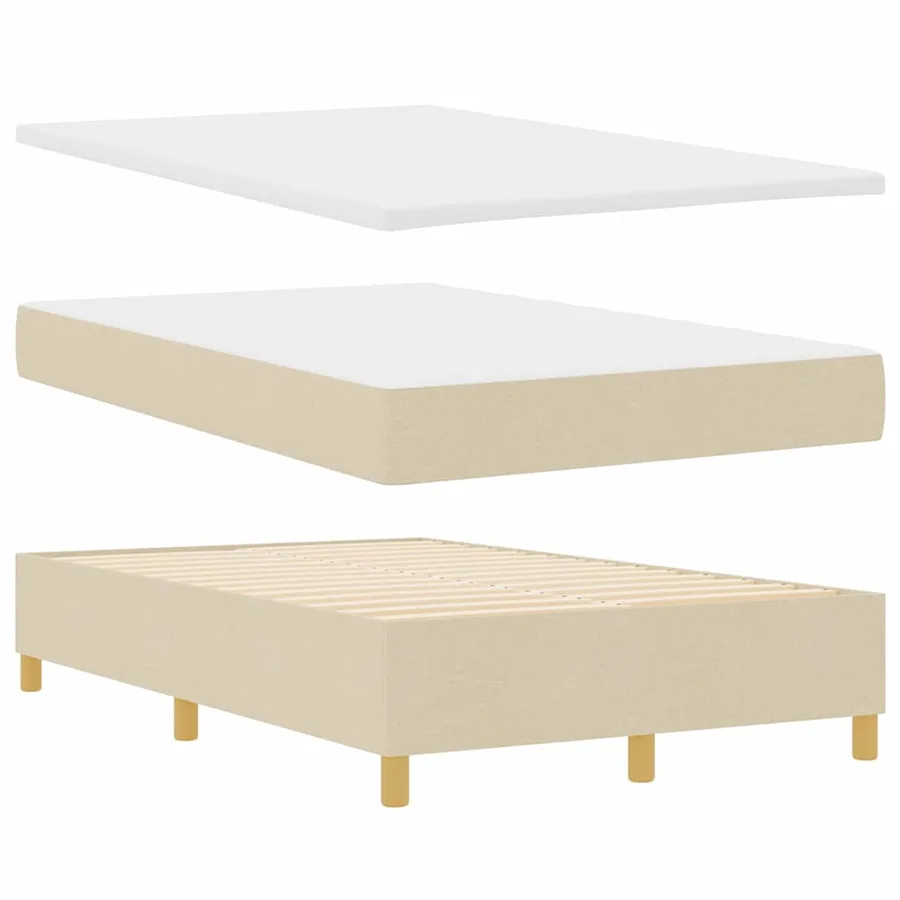 Lit à ressorts avec matelas Crème 120 x 190 cm tissu - 6