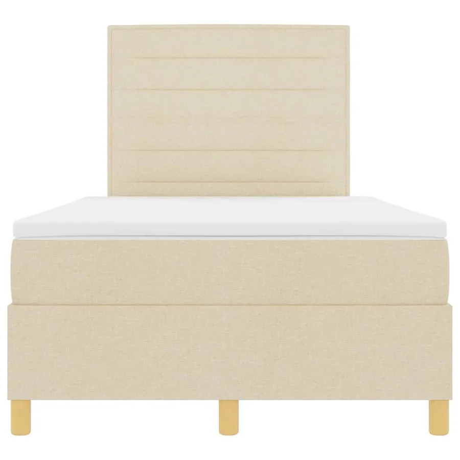 Lit à ressorts avec matelas Crème 120 x 190 cm tissu - 7