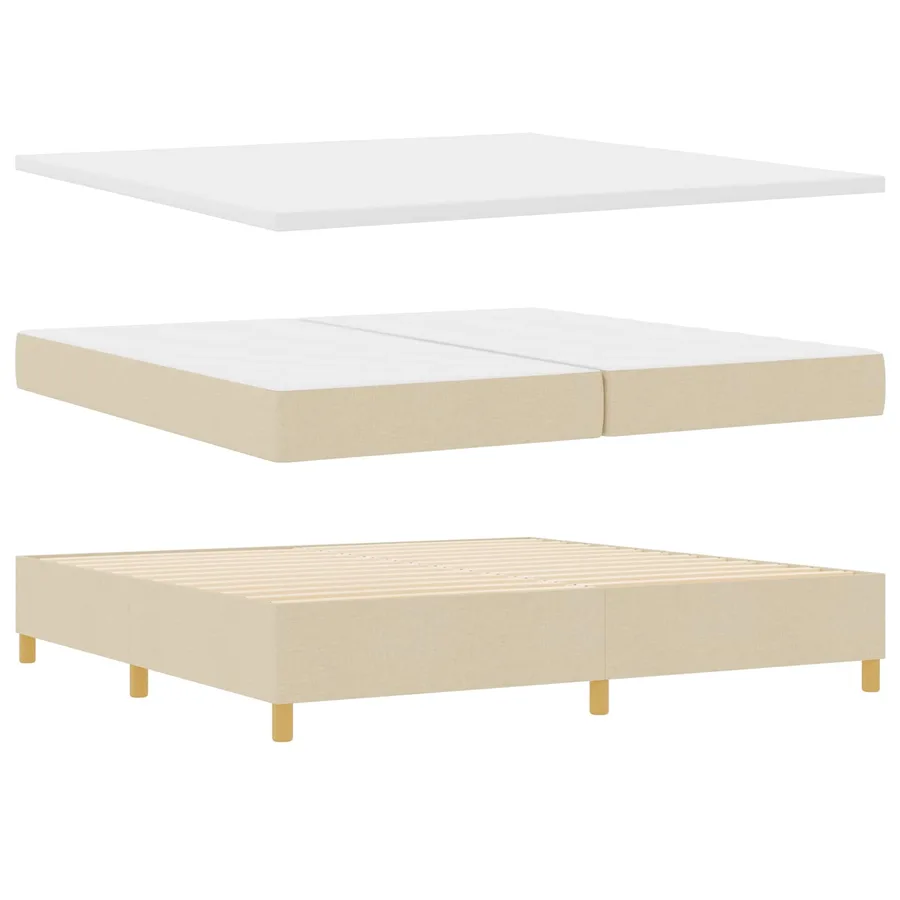 Lit à ressorts avec matelas Crème 200 x 200 cm tissu - 5