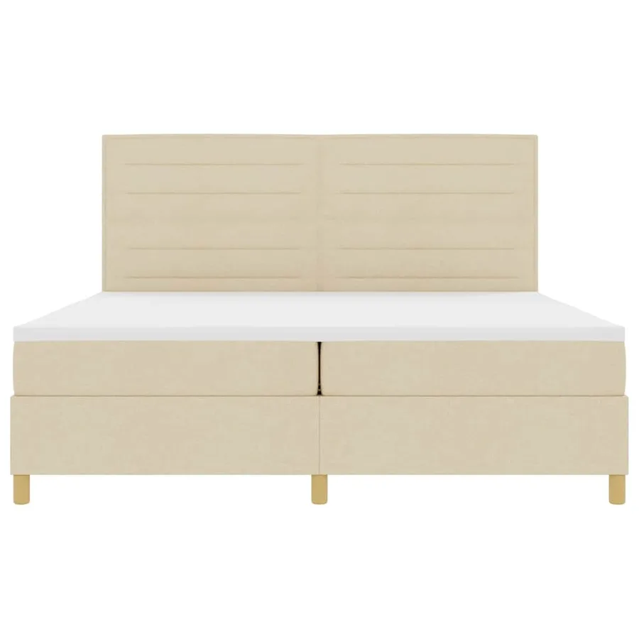 Lit à ressorts avec matelas Crème 200 x 200 cm tissu - 6