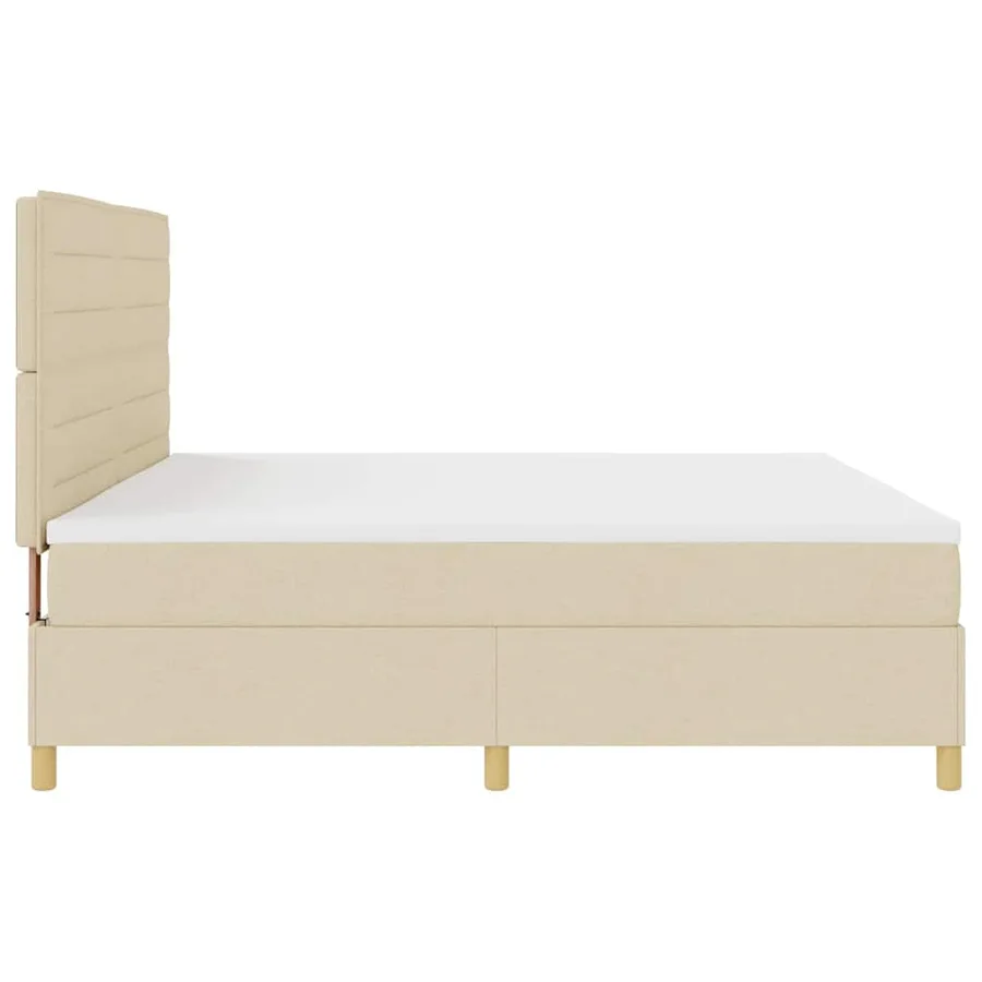 Lit à ressorts avec matelas Crème 200 x 200 cm tissu - 7