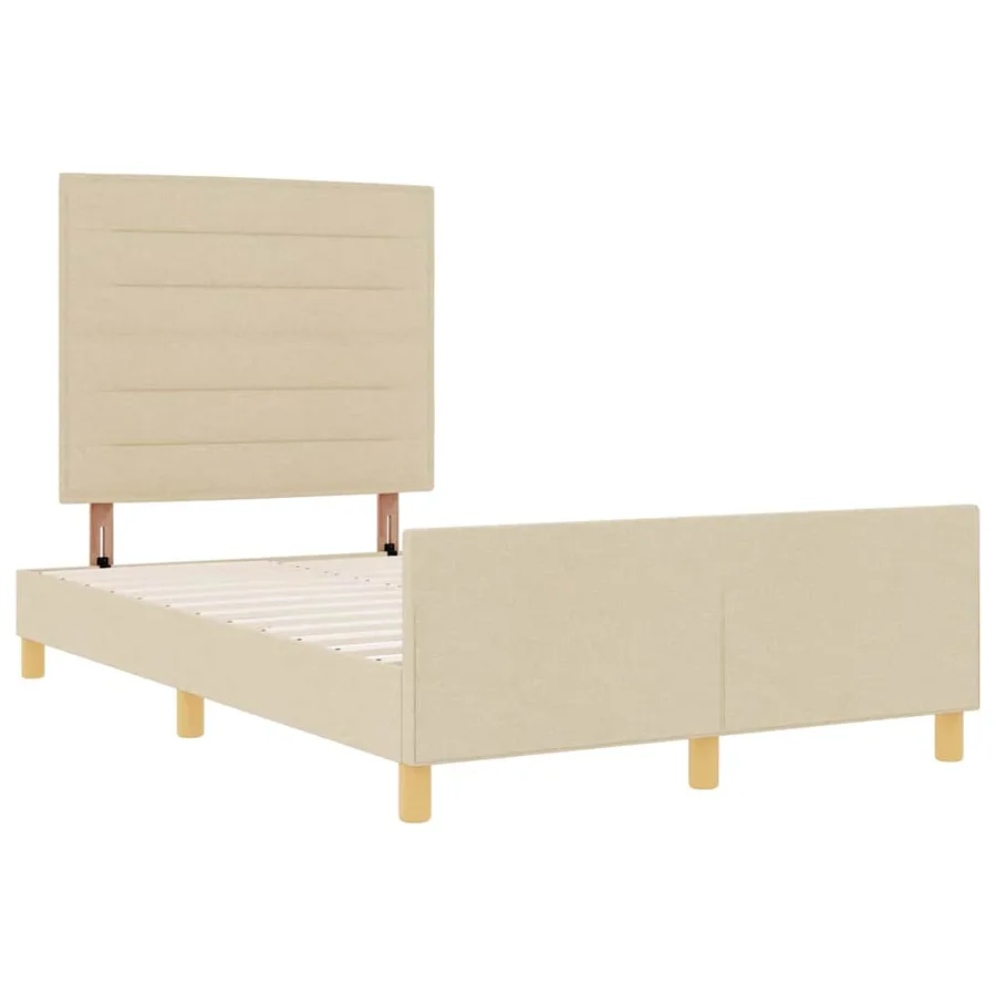 Cadre de lit avec tête de lit Crème 120 x 190 cm tissu - 4