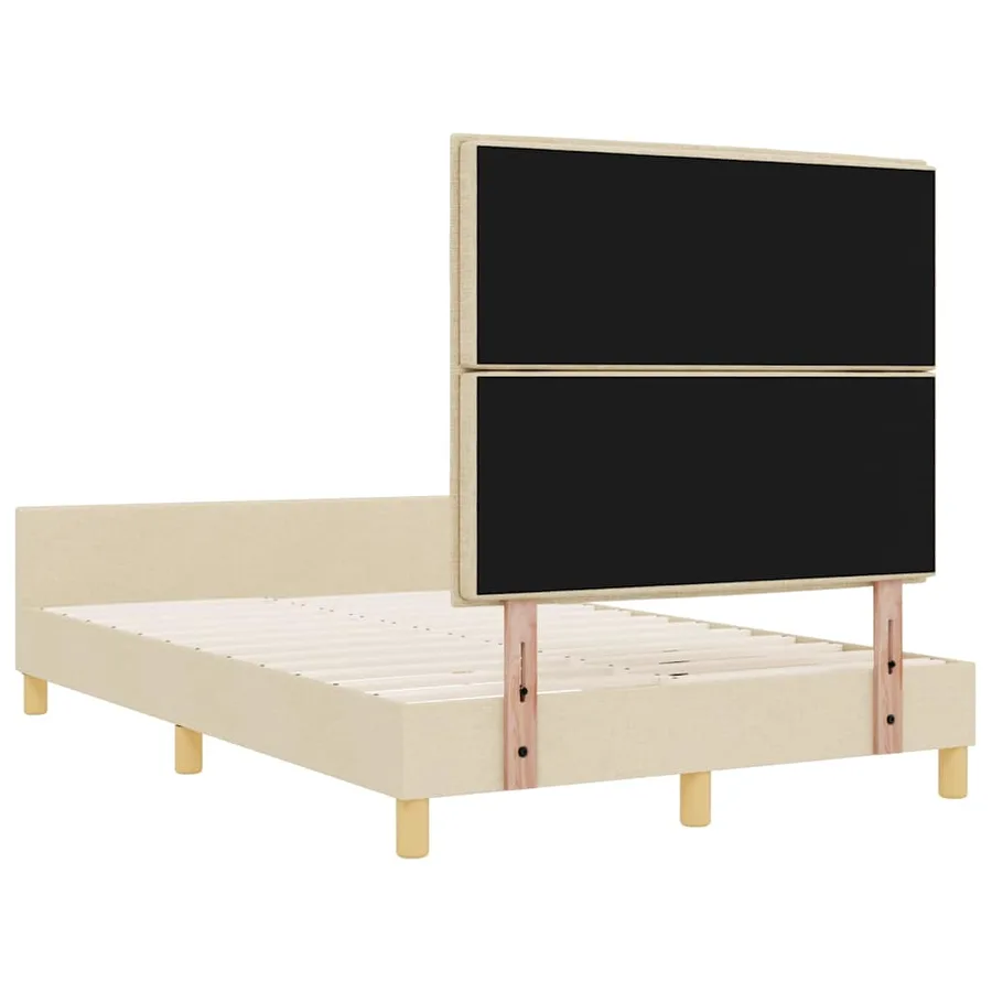 Cadre de lit avec tête de lit Crème 120 x 190 cm tissu - 9