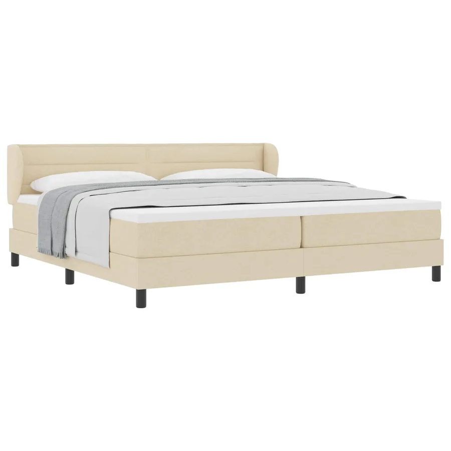 Lit à ressorts avec matelas Crème 200 x 200 cm tissu - 2