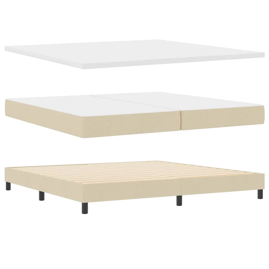 Lit à ressorts avec matelas Crème 200 x 200 cm tissu - 4