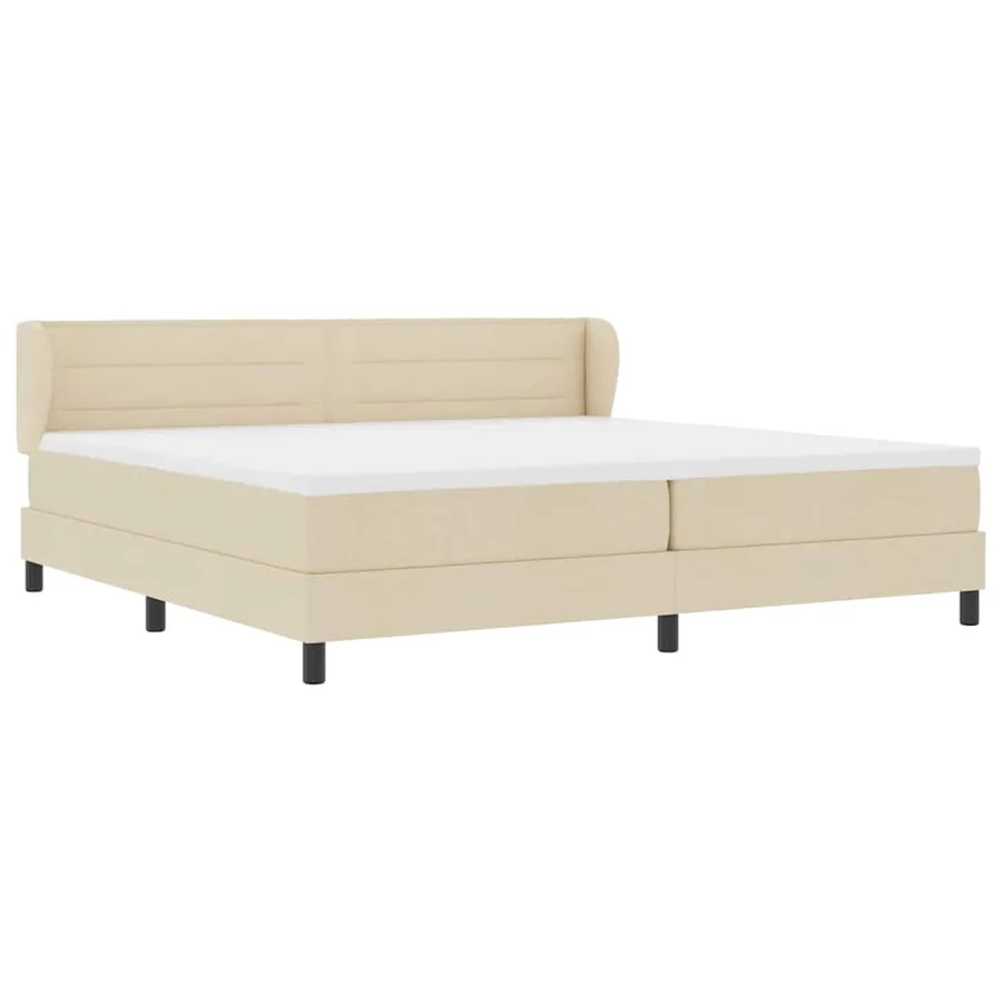 Lit à ressorts avec matelas Crème 200 x 200 cm tissu - 6