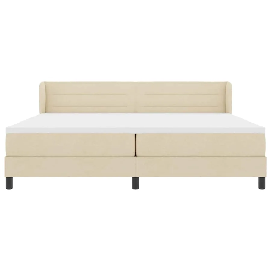 Lit à ressorts avec matelas Crème 200 x 200 cm tissu - 7