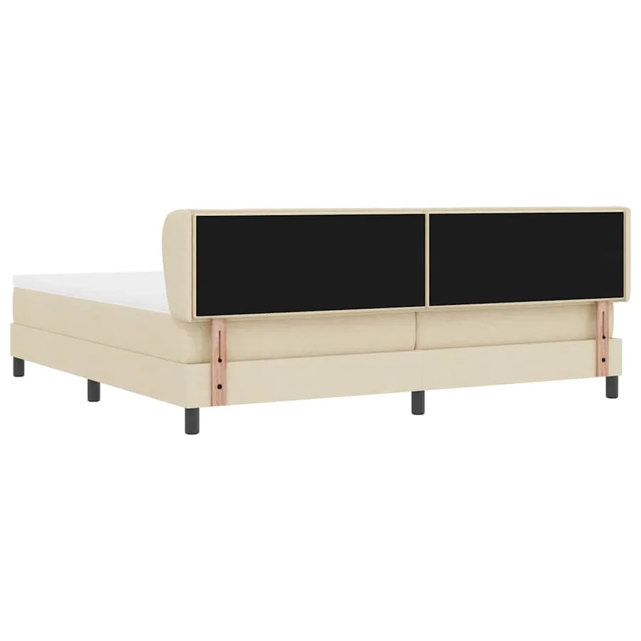 Lit à ressorts avec matelas Crème 200 x 200 cm tissu - 9