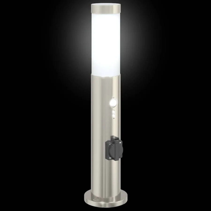 Borne lumineuse avec détecteur et prise 50 cm acier inoxydable IP44 - 6