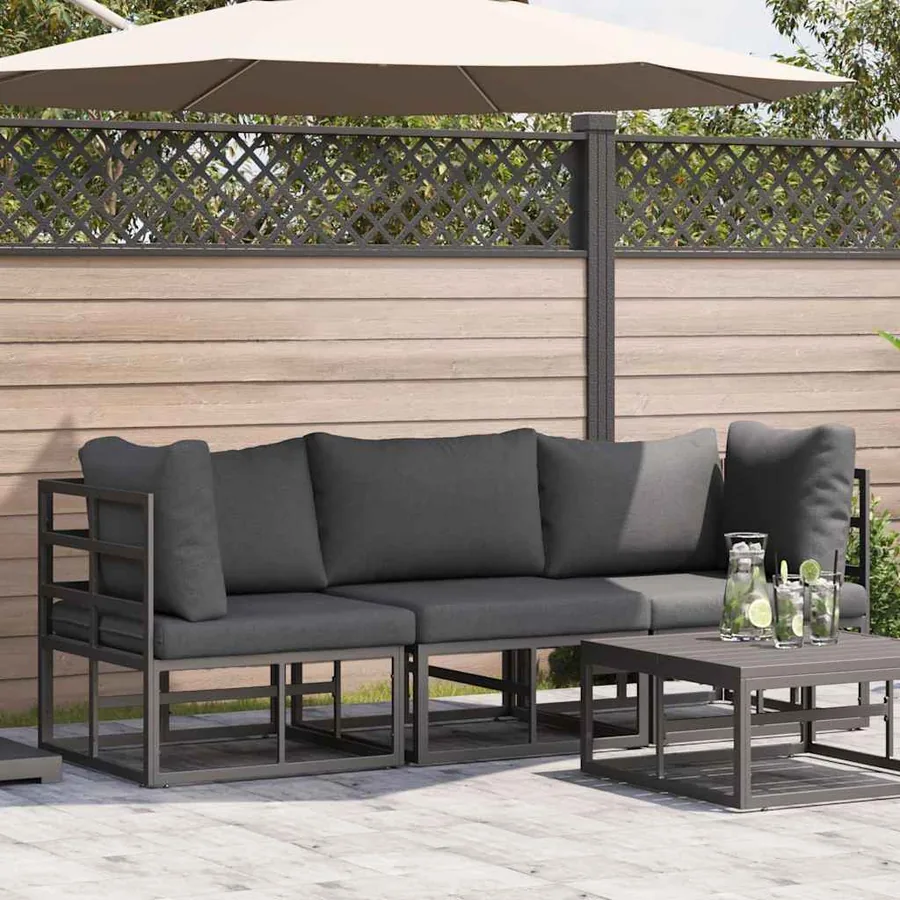 Mobilier de jardin 3 Pièce Noir et anthracite Métal