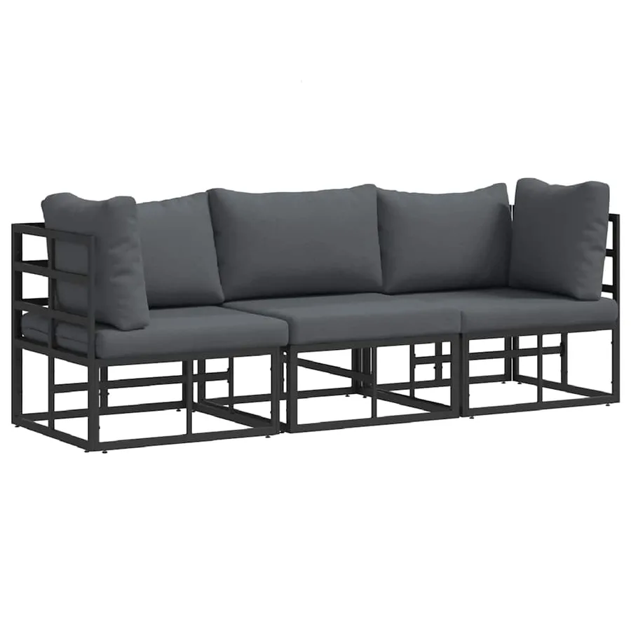 Mobilier de jardin 3 Pièce Noir et anthracite Métal - 2