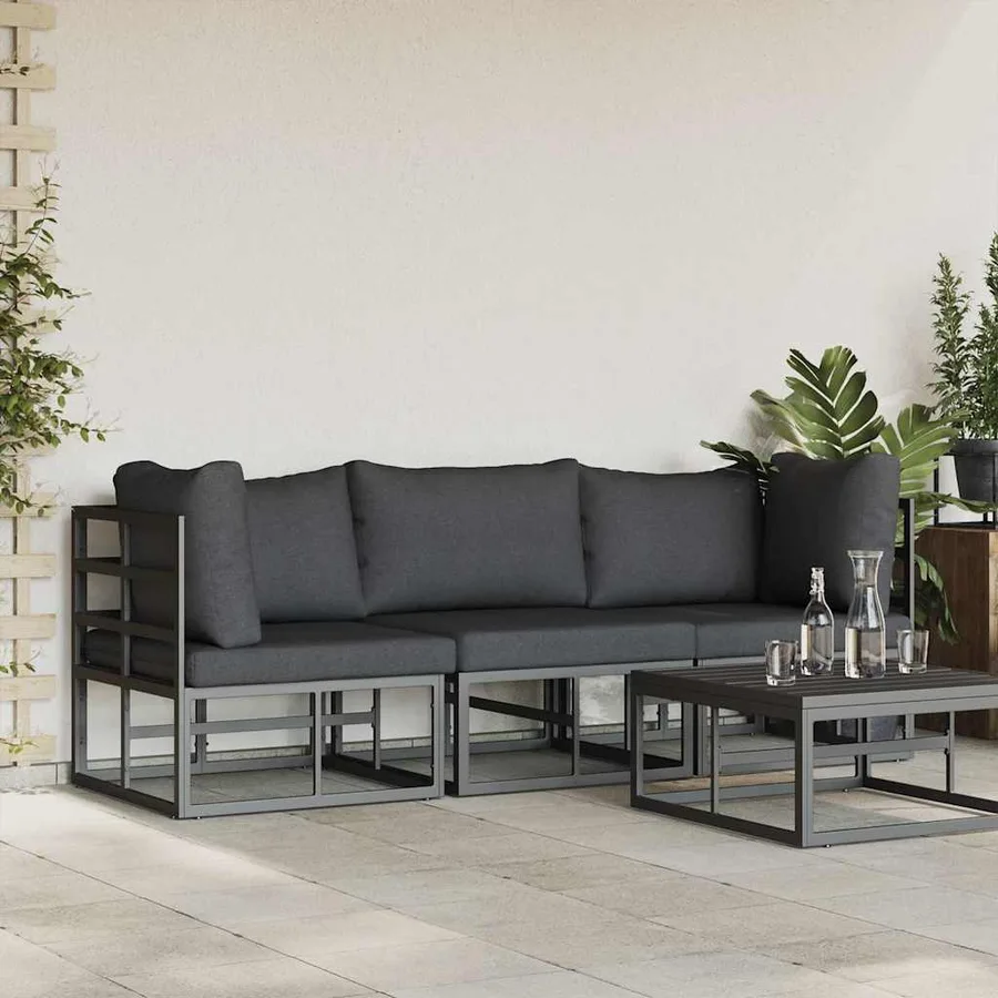 Mobilier de jardin 3 Pièce Noir et anthracite Métal - 3