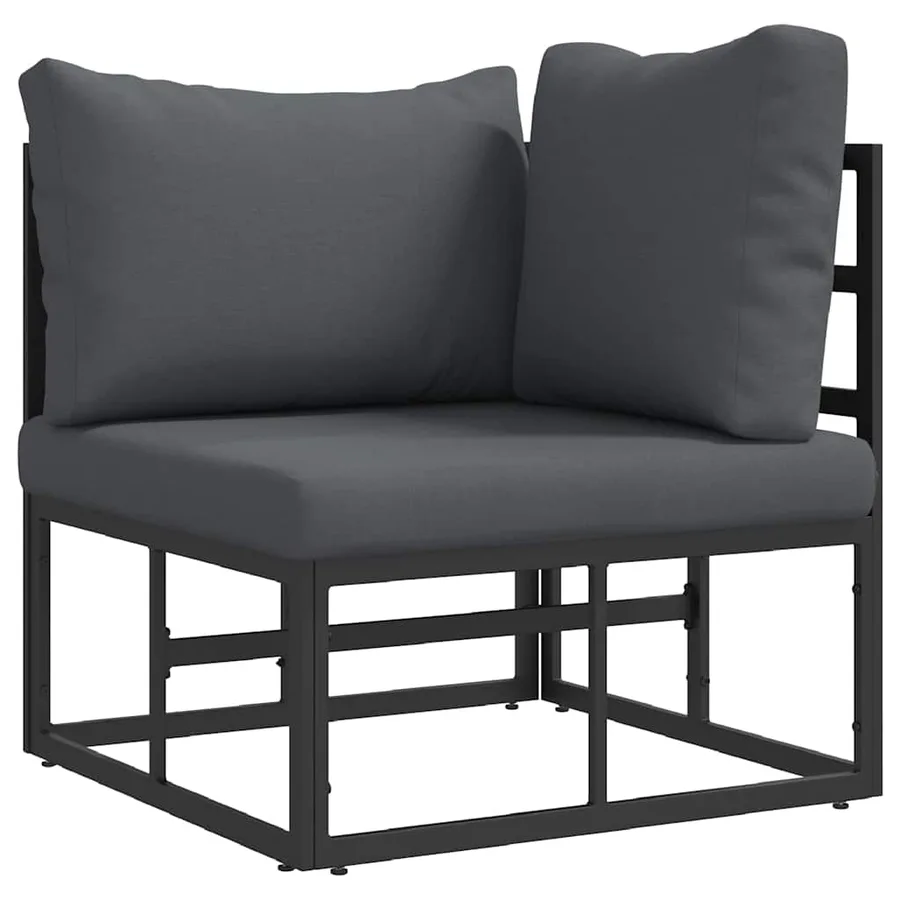 Mobilier de jardin 3 Pièce Noir et anthracite Métal - 9
