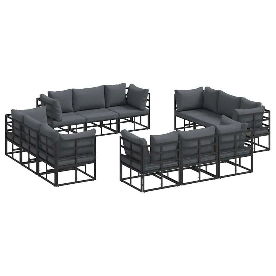 Ensemble de canapé de jardin 12 pcs Noir Métal - 2