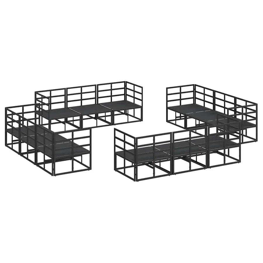 Ensemble de canapé de jardin 12 pcs Noir Métal - 5
