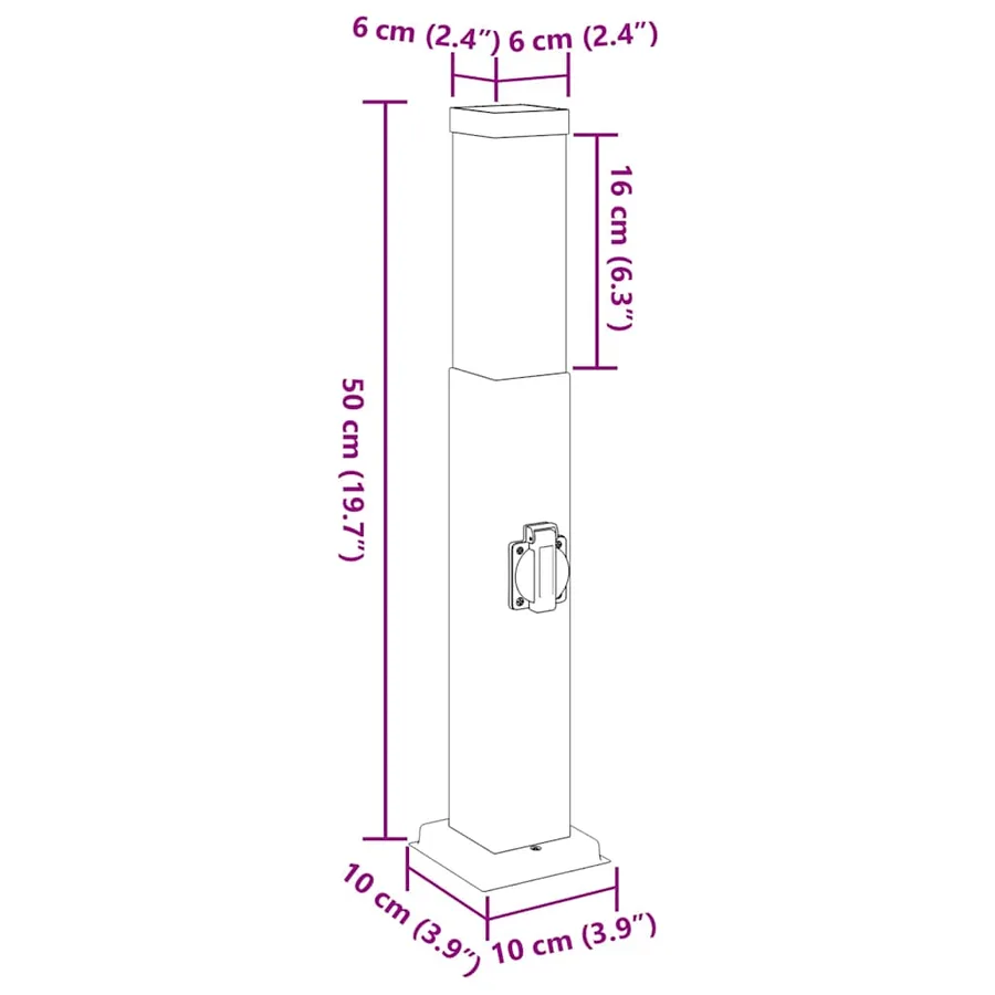 Borne lumineuse avec sortie 50 cm Noir IP44 - 12