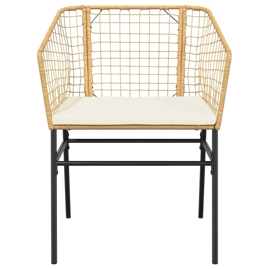 Ensemble à manger jardin coussins 5pcs marron poly rotin verre - 5