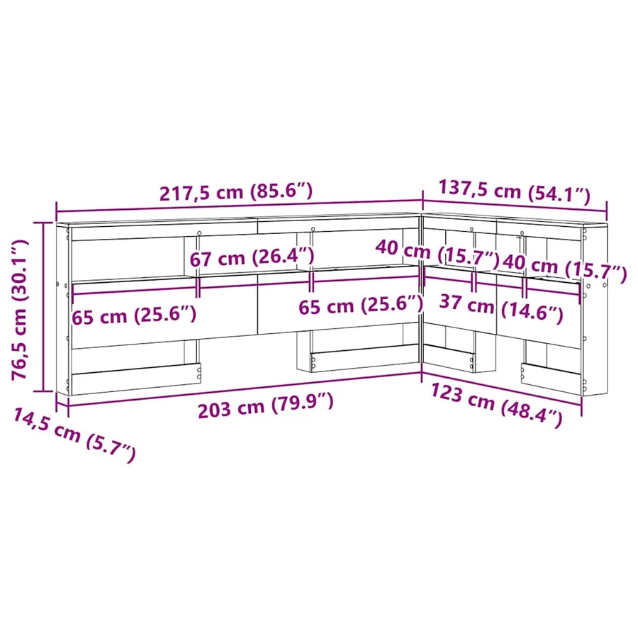 Tête de lit de rangement Blanc 120 cm Bois d'ingénierie - 12