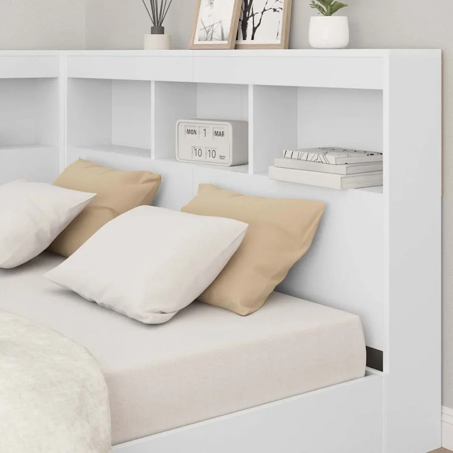 Tête de lit de rangement Blanc 120 cm Bois d'ingénierie - 4