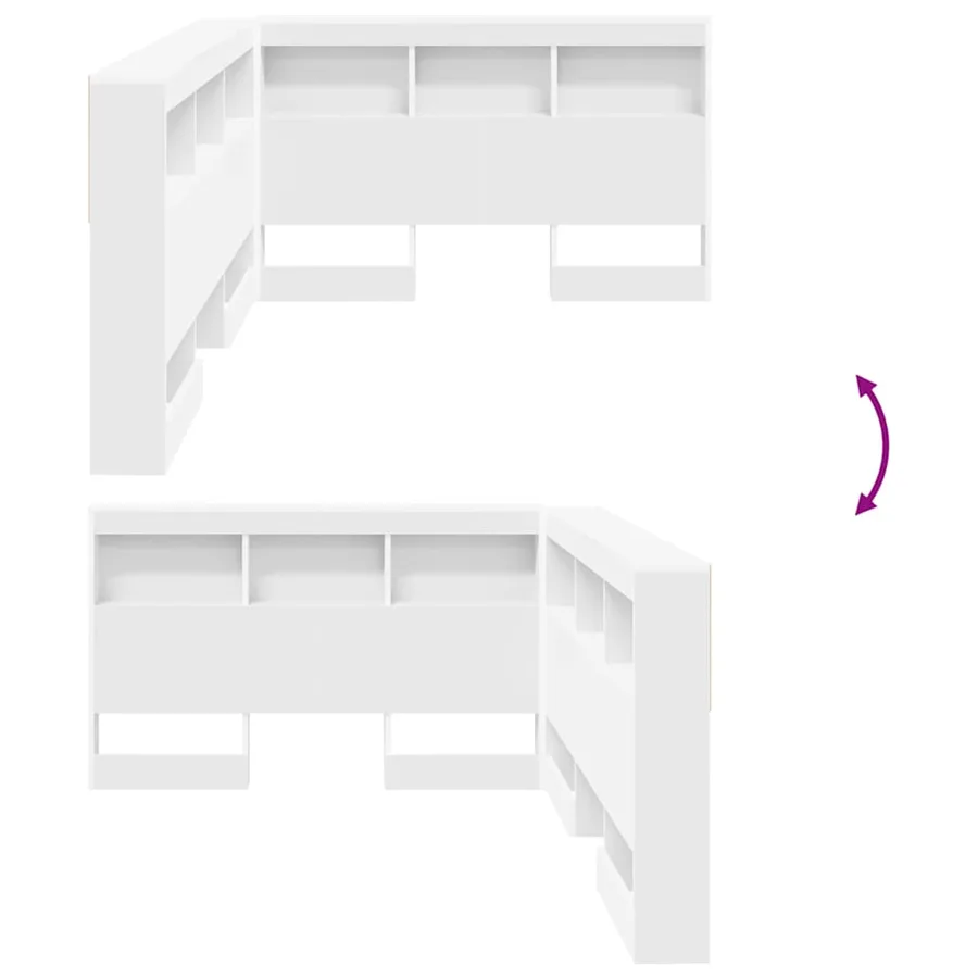 Tête de lit de rangement Blanc 120 cm Bois d'ingénierie - 8