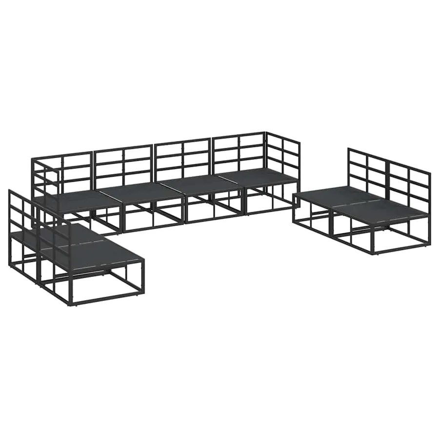 Ensemble de canapé de jardin avec coussin 8 pcs Noir Aluminium - 5